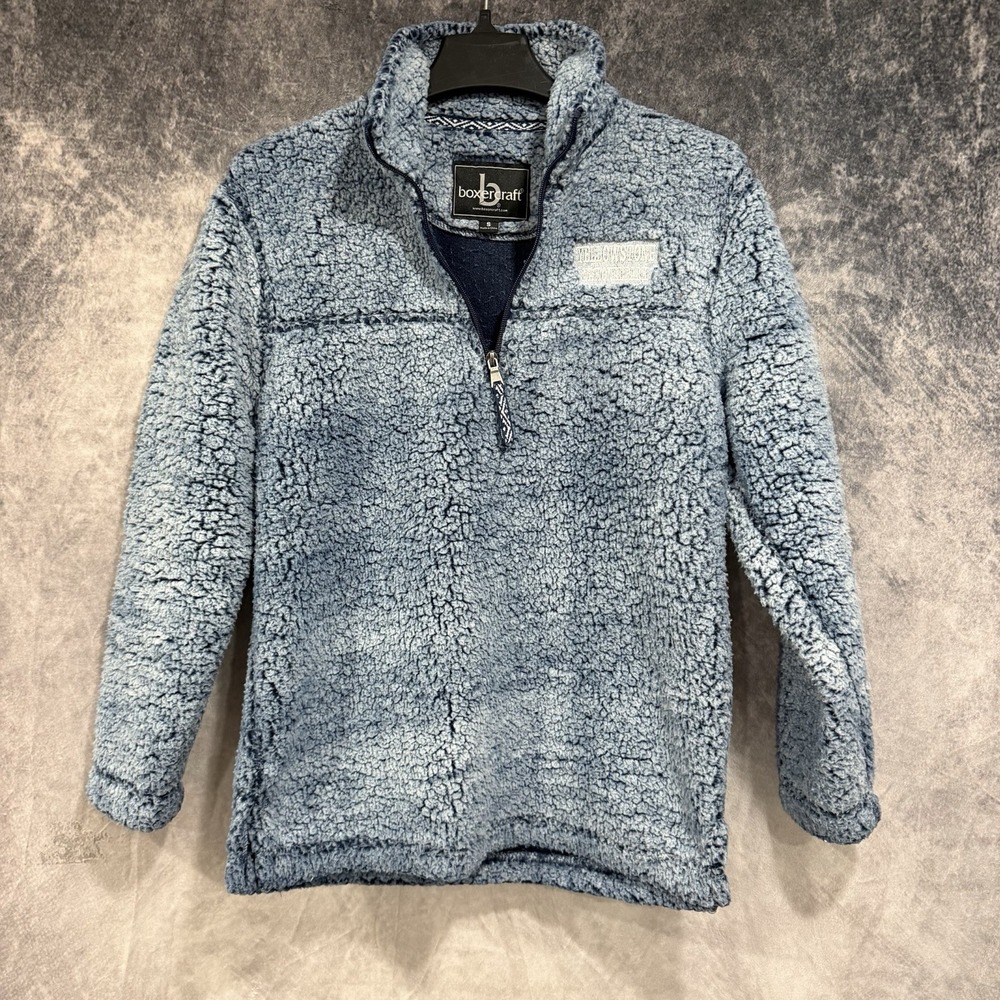 Boxercraft Sherpa Pullover Men's S Blue Fuzzy Quarter Zip Fleece Yellowstone